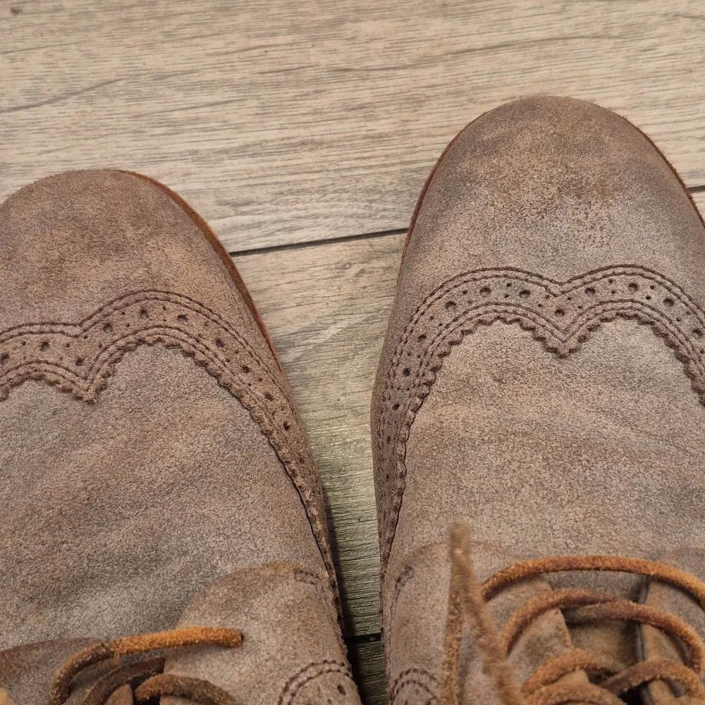All Saints Brown Suede Brogue Lace-Up Boots